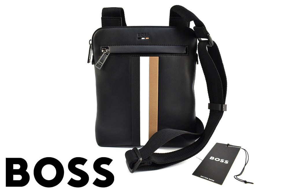 【7万・新品】ユニセックス【ヒューゴ・ボス】シグネチャーストライプ ショルダーバッグ   1円~_画像1