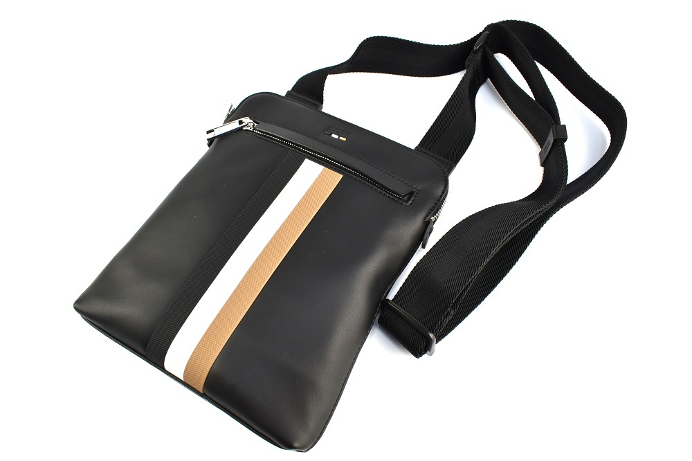 【7万・新品】ユニセックス【ヒューゴ・ボス】シグネチャーストライプ ショルダーバッグ   1円~_画像10