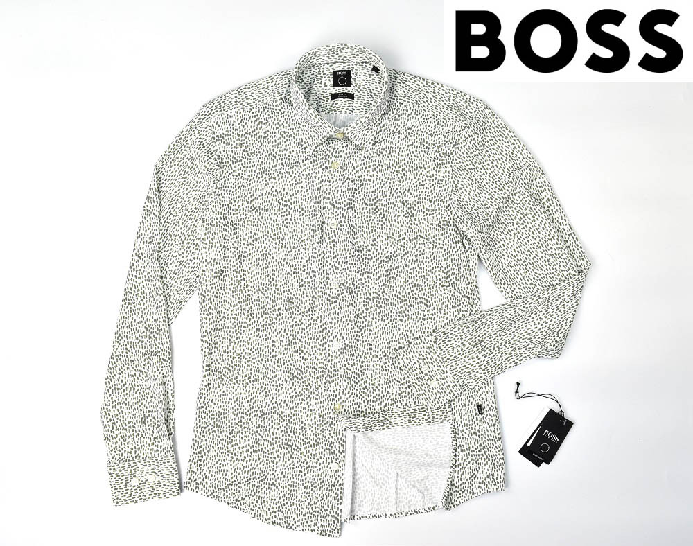 【5.5万・新品】L【ヒューゴ・ボス】しっとり肌触り　スリムフィットストレッチ シャツ　　　1円~_画像1