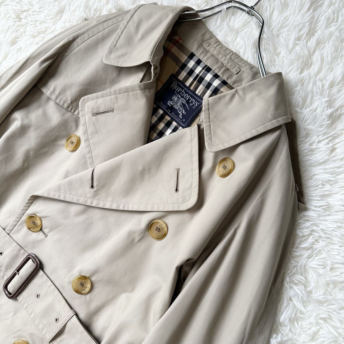 1円〜 Burberrys バーバリーズ トレンチコート 英国製 ヴィンテージ ノバチェック ベージュ バーバリー ベルト ロングコート メンズ 42 L_画像2
