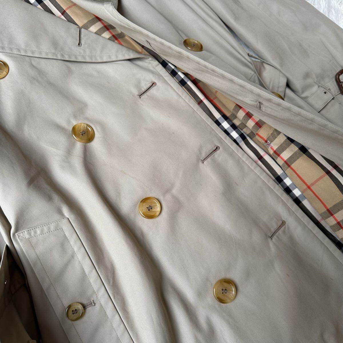 1円〜 Burberrys バーバリーズ トレンチコート 英国製 ヴィンテージ ノバチェック ベージュ バーバリー ベルト ロングコート メンズ 42 L_画像6