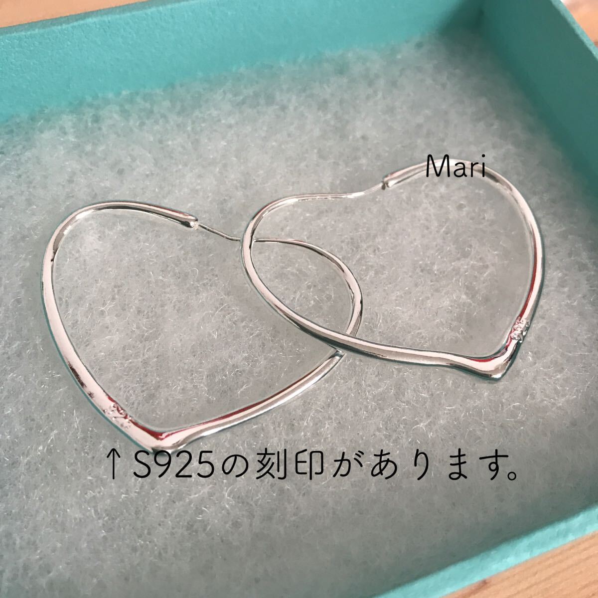 オープンハート フープピアス シルバー、ノーマルサイズ_画像2