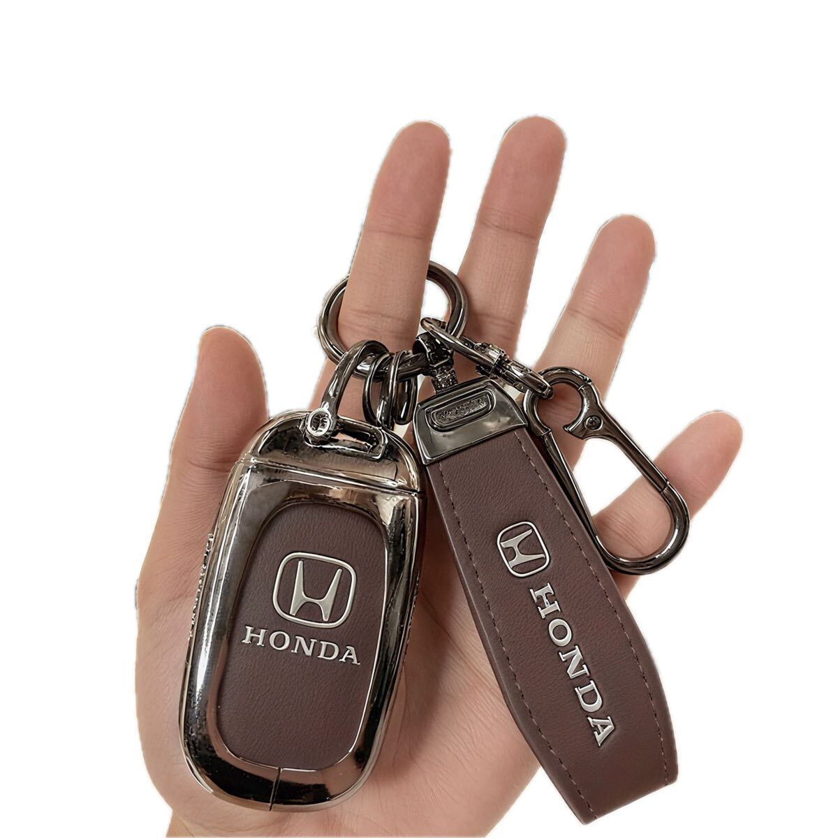 ホンダ キーケース ブラウン キーカバー キーホルダー 新型ヴェゼル RV系 ステップワゴン スパーダ シビック ZR-V N-BOX フリード_画像1
