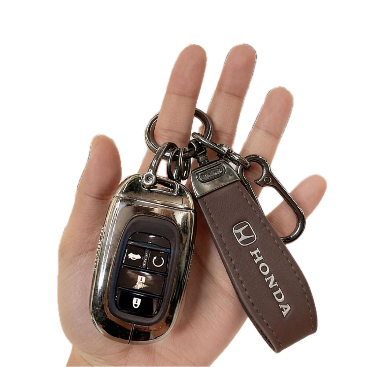 ホンダ キーケース ブラウン キーカバー キーホルダー 新型ヴェゼル RV系 ステップワゴン スパーダ シビック ZR-V N-BOX フリード_画像2