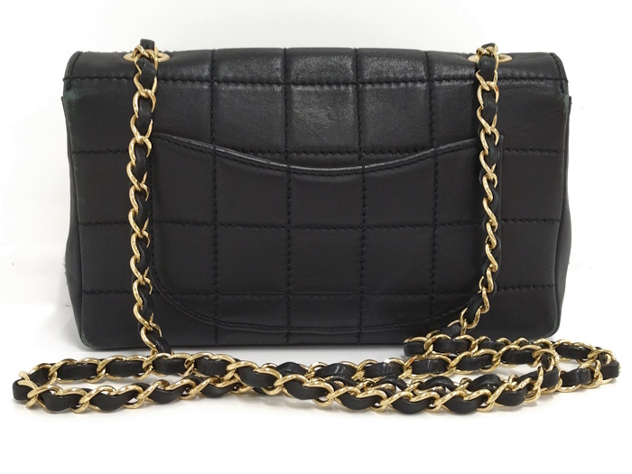 CHANEL チョコバー ショルダーバッグ レザー ブラック_画像2