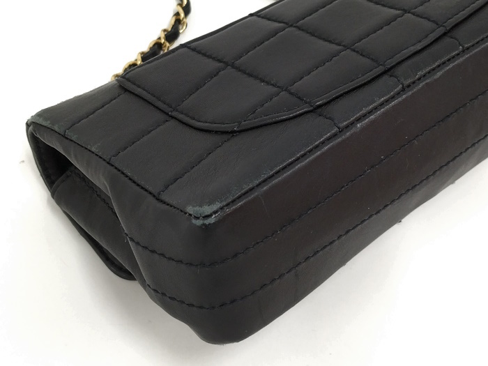 CHANEL チョコバー ショルダーバッグ レザー ブラック_画像5