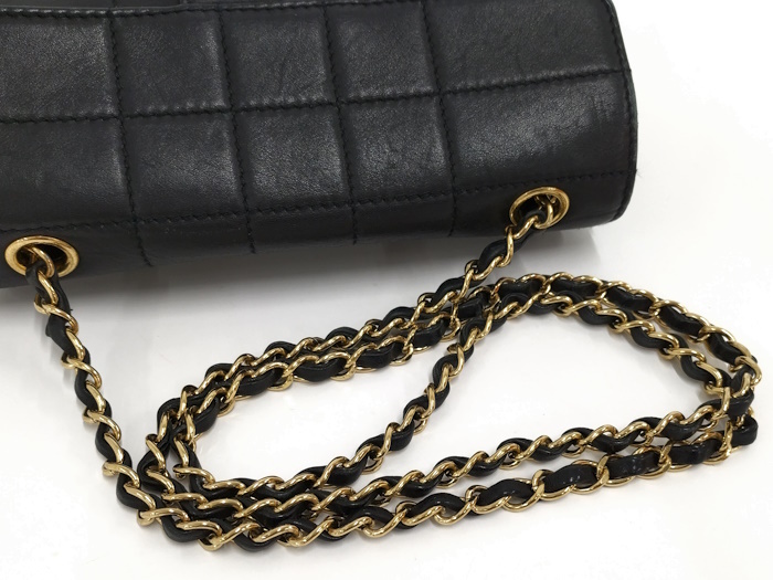 CHANEL チョコバー ショルダーバッグ レザー ブラック_画像6