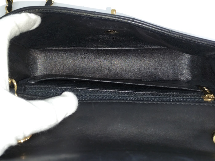 CHANEL チョコバー ショルダーバッグ レザー ブラック_画像8