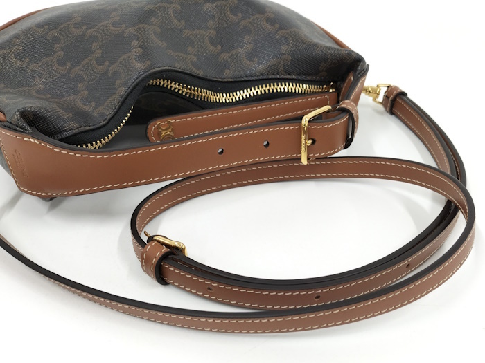 CELINE ティーン ルル ショルダーバッグ トリオンフ レザー PVC ブラウン ブラック 120722_画像4