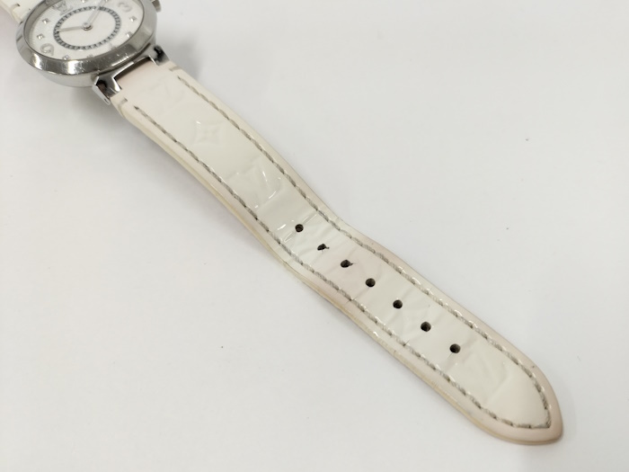 LOUIS VUITTON タンブール スリムPM レディース腕時計 SS レザーベルト ホワイト クオーツ ホワイト文字盤 Q12MGZ_画像5