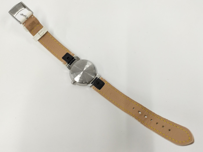 LOUIS VUITTON タンブール スリムPM レディース腕時計 SS レザーベルト ホワイト クオーツ ホワイト文字盤 Q12MGZ_画像6