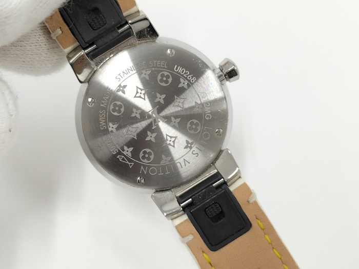 LOUIS VUITTON タンブール スリムPM レディース腕時計 SS レザーベルト ホワイト クオーツ ホワイト文字盤 Q12MGZ_画像9