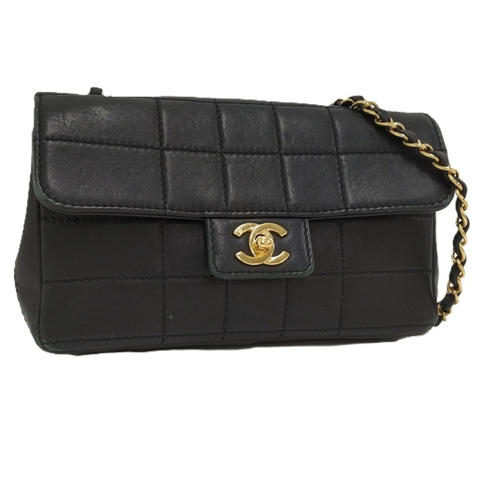 CHANEL チョコバー ショルダーバッグ レザー ブラック_画像1