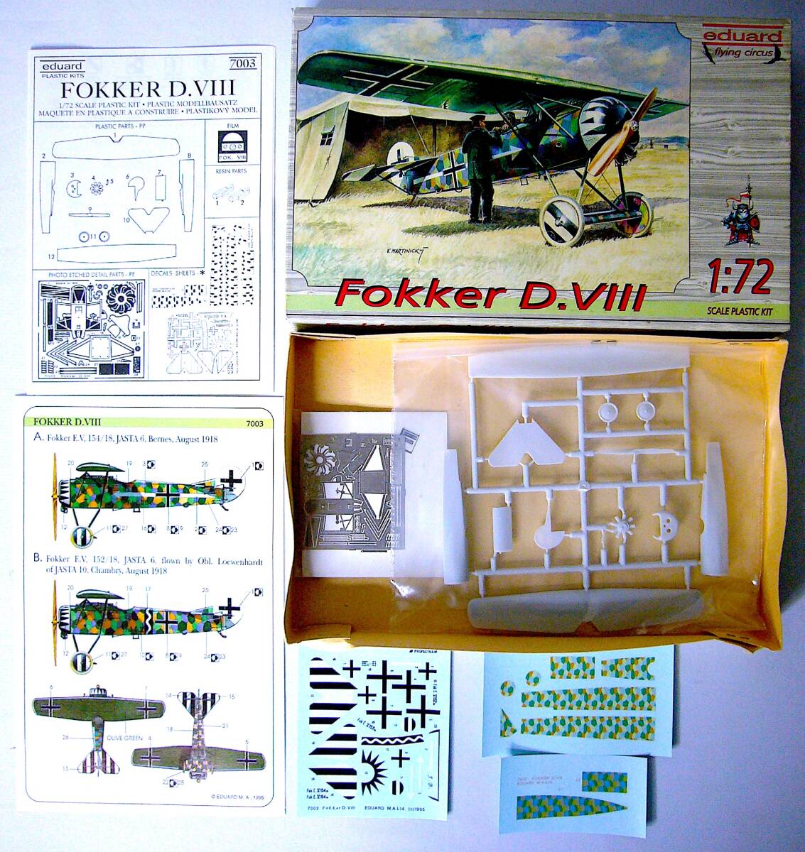 SMER/eduard/Meikraft 1/72 WW I アルバトロス D.Va/フォッカー Dr.1/フォッカー D.VIII/ファルツ D.III プラモデル 4個まとめ売り 未組立_画像6