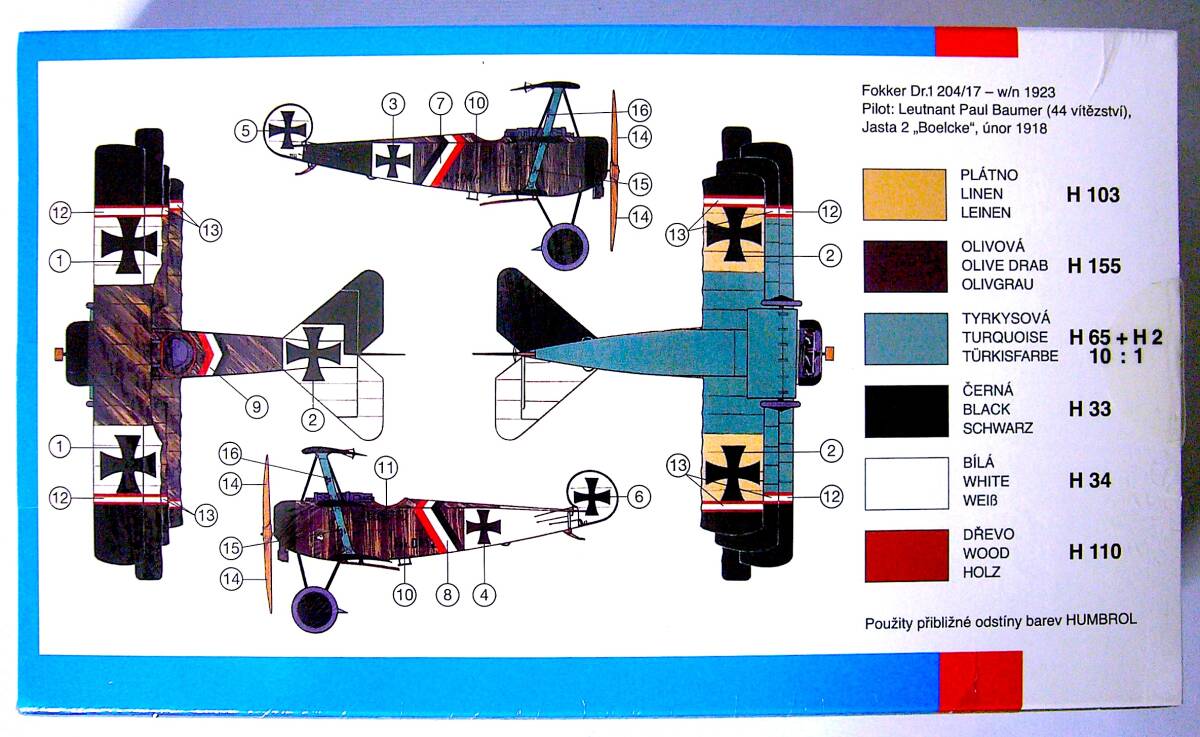 SMER/eduard/Meikraft 1/72 WW I アルバトロス D.Va/フォッカー Dr.1/フォッカー D.VIII/ファルツ D.III プラモデル 4個まとめ売り 未組立_画像5