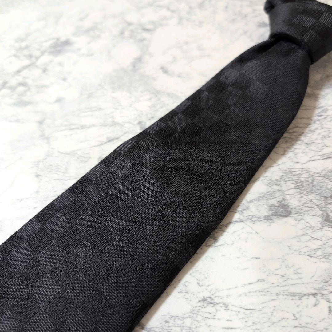 【極美品】Louis Vuitton ルイヴィトン ネクタイ ダミエ ジャガード ダークグレー_画像2
