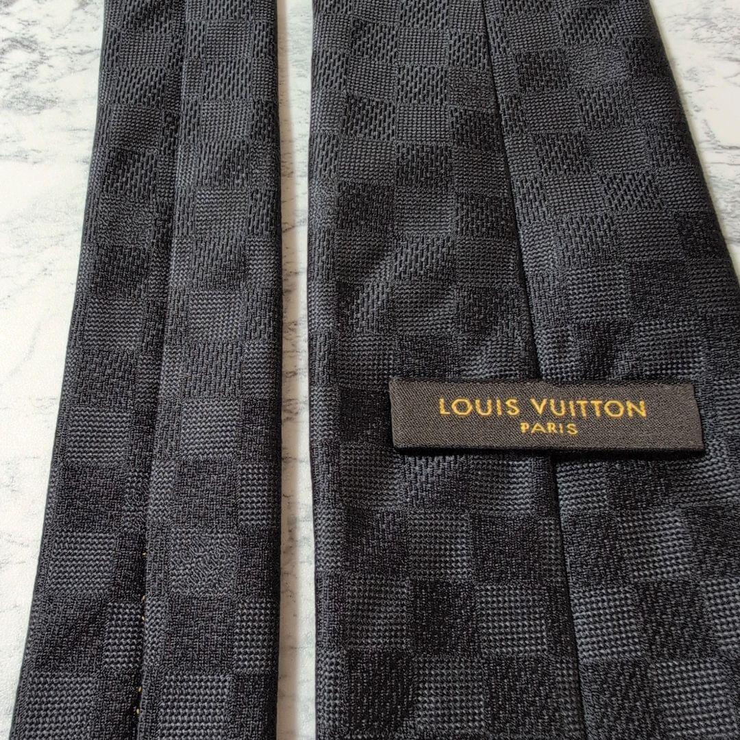 【極美品】Louis Vuitton ルイヴィトン ネクタイ ダミエ ジャガード ダークグレー_画像5