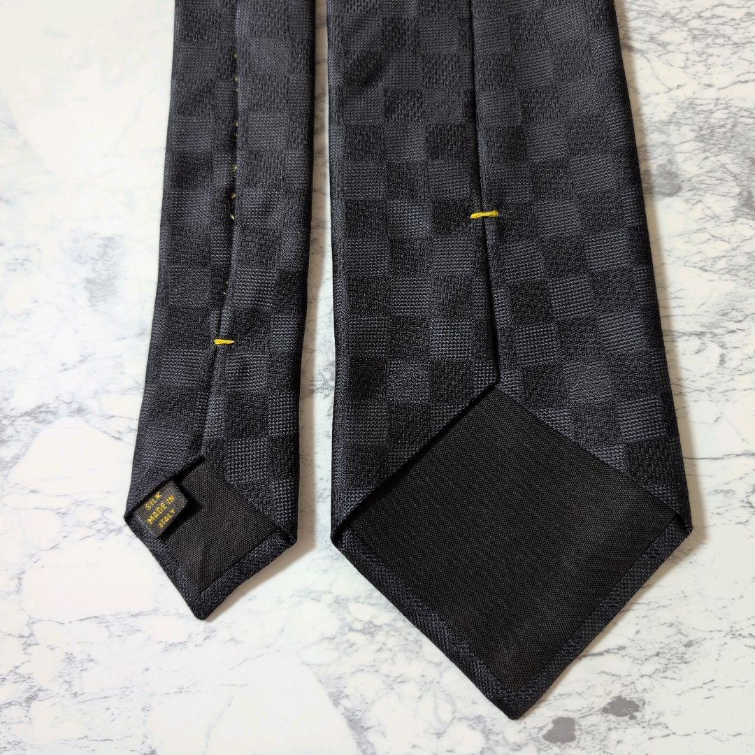【極美品】Louis Vuitton ルイヴィトン ネクタイ ダミエ ジャガード ダークグレー_画像6