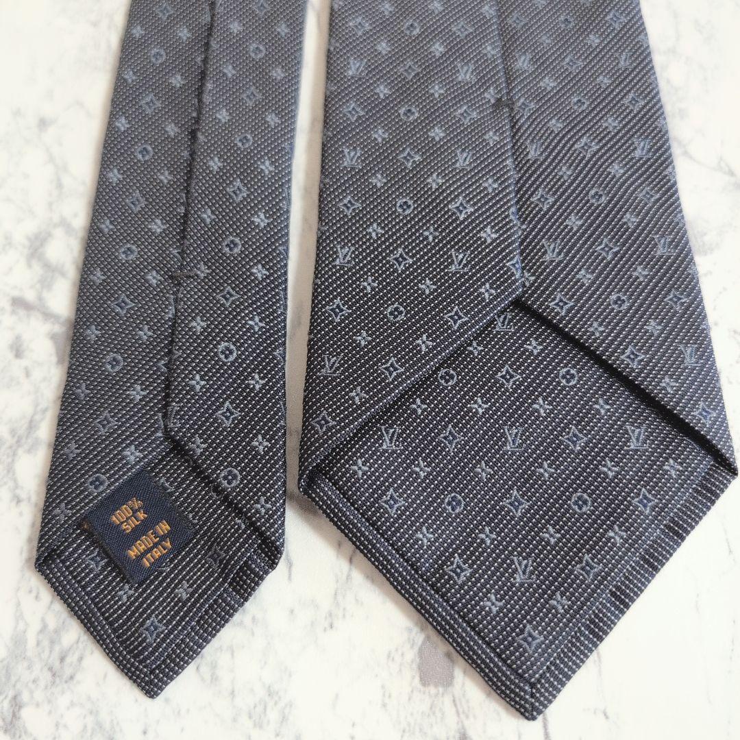 【極美品】Louis Vuitton ルイヴィトン ネクタイ モノグラム ジャガード ネイビー_画像5