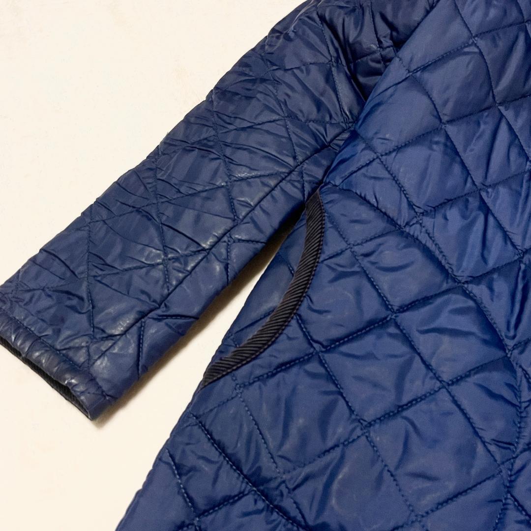 【英国王室御用達】LAVENHAM ラベンハム キルティングジャケット 36 M 紺 ネイビー BRUNDON ブランドン ロング丈 膝上丈_画像7