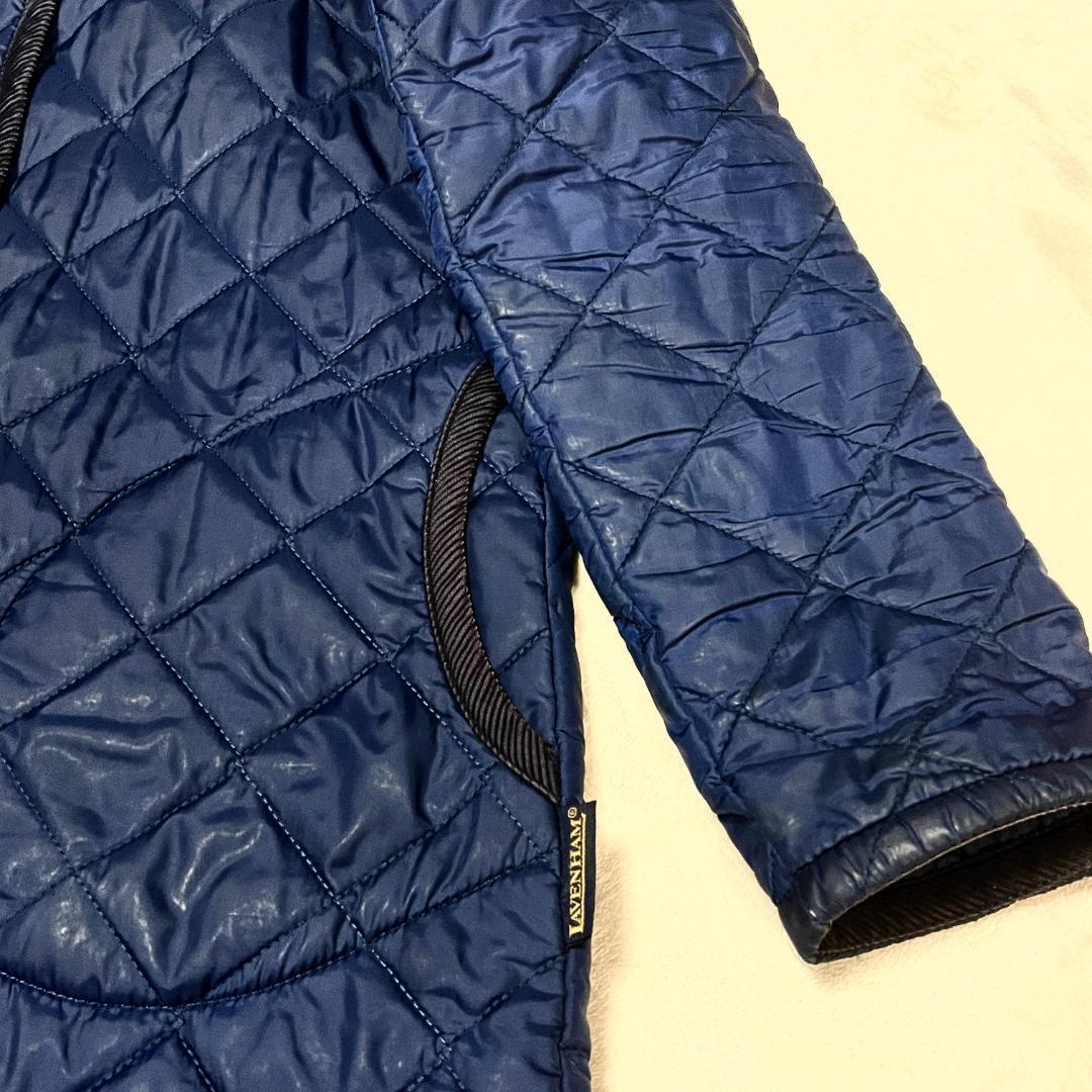 【英国王室御用達】LAVENHAM ラベンハム キルティングジャケット 36 M 紺 ネイビー BRUNDON ブランドン ロング丈 膝上丈_画像9