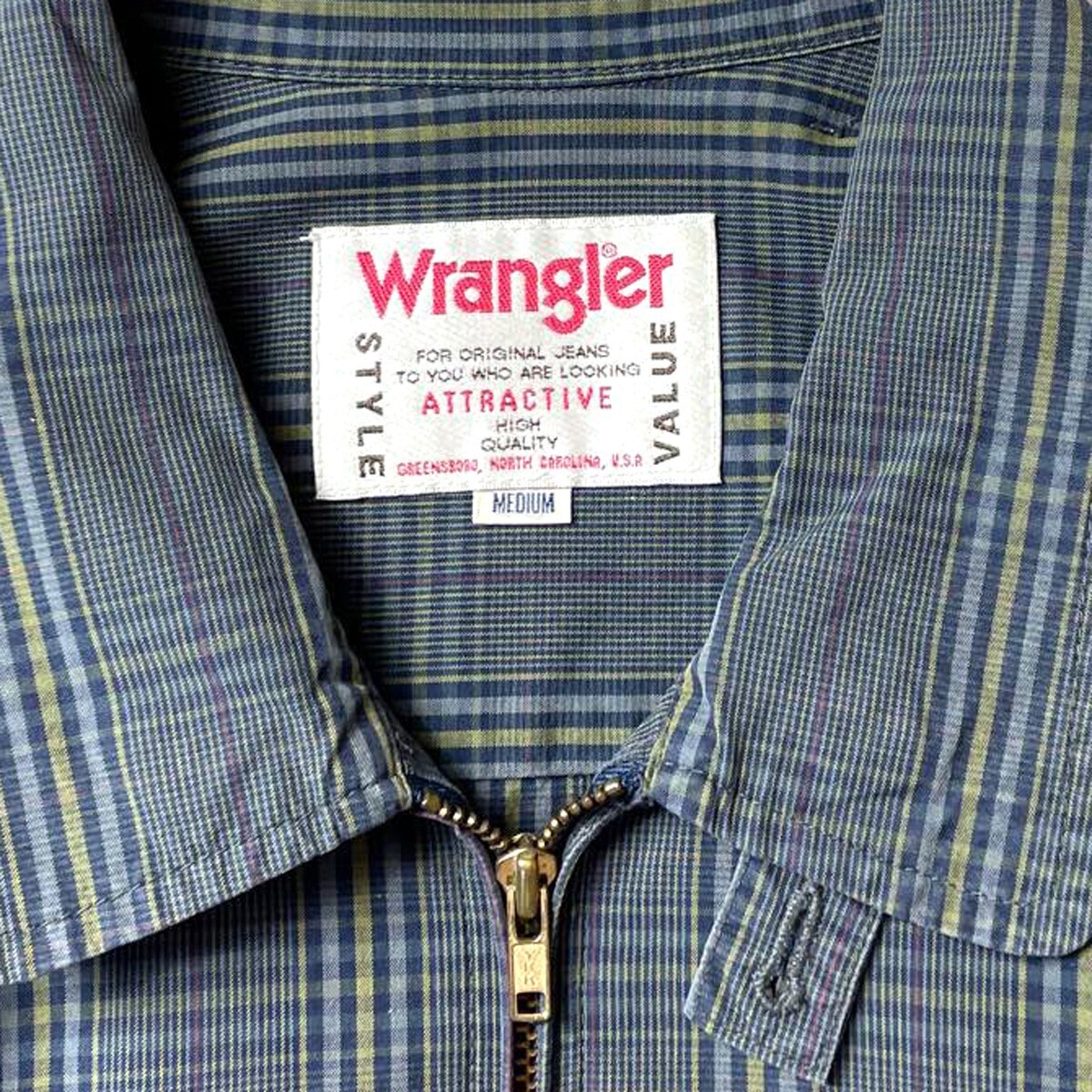 アーカイブ! 90s 日本製 Wrangler ラングラー ヴィンテージ チェック柄 ドリズラージャケット スイングトップ グレー M メンズ 古着 希少_画像7