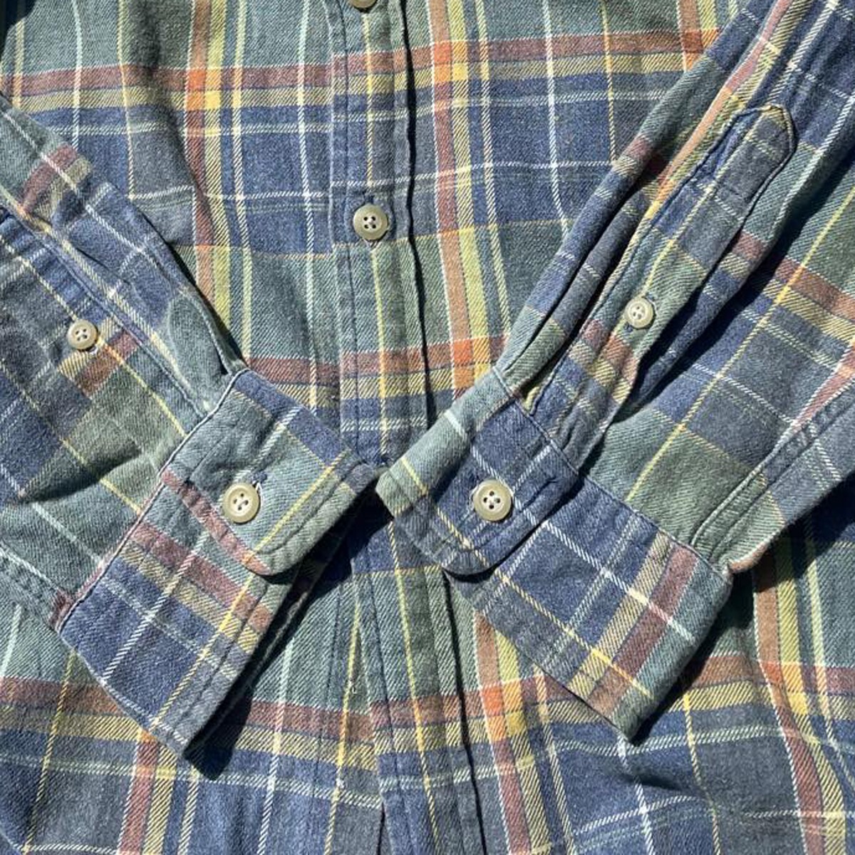 . распределение цвета! 90s Old J.crew J Crew Vintage в клетку длинный рукав фланель рубашка зеленый темно-синий желтый . человек бирка M мужской б/у одежда редкий 