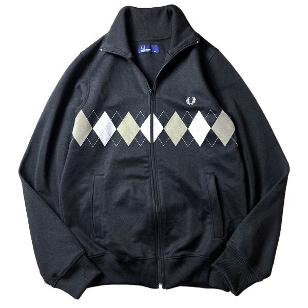 moz! 00s Fred Perry Fred Perry Portugal производства a-ga il рисунок Logo вышивка спортивная куртка джерси черный чёрный XS мужской редкий 