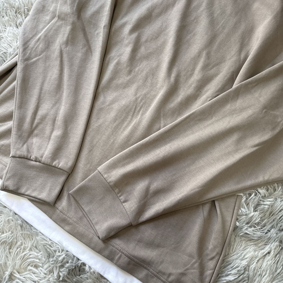 大きいサイズ メンズ 襟がよれにくい毛玉になりにくい重ね着風長袖TシャツモカLL★ゆうパケット配送可能★新品11_画像2