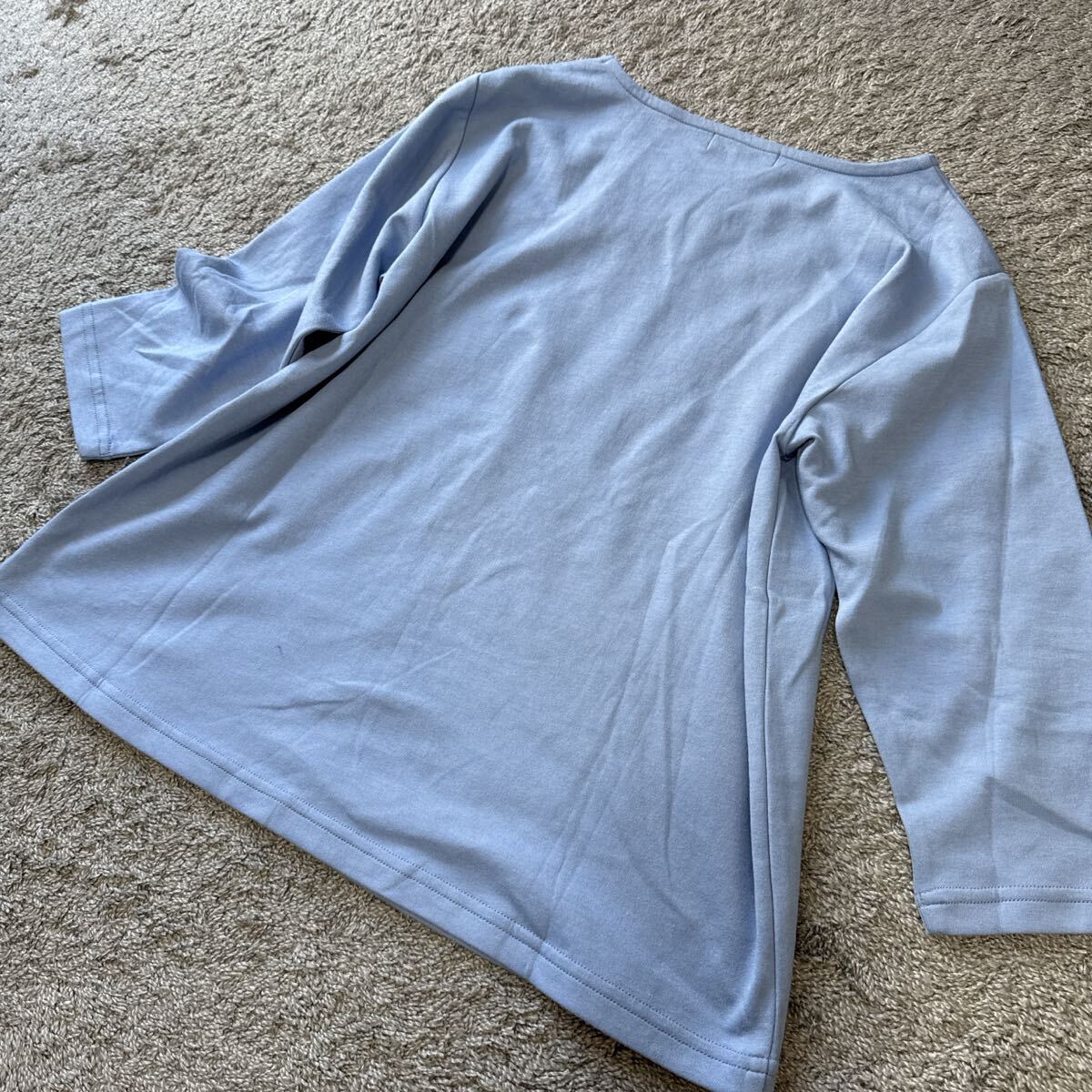 クルーネック七分袖TシャツサックスM★ゆうパケット配送可能★新品40_画像2