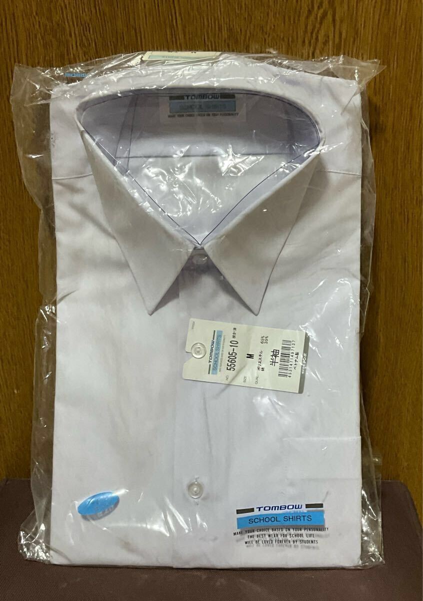 男子スクールカッターシャツ　半袖　ホワイト　新品未使用　Mサイズ　TOMBOW_画像1