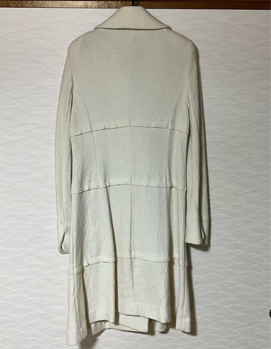 アイボリー系ロングコート　9号　着丈約95cm ウール混　裏地なし_画像6