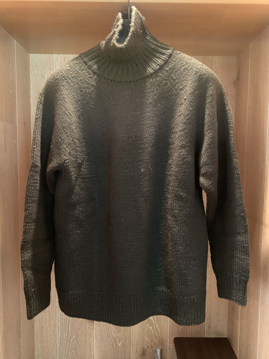 COMOLI ハンドニット タートルネック グリーン サイズ2 ウール/モヘア/シルク_画像1