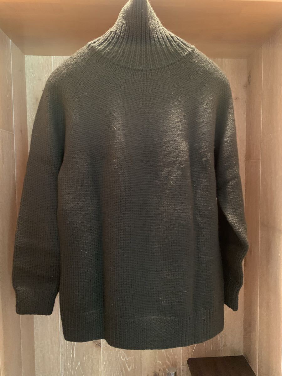 COMOLI ハンドニット タートルネック グリーン サイズ2 ウール/モヘア/シルク_画像2