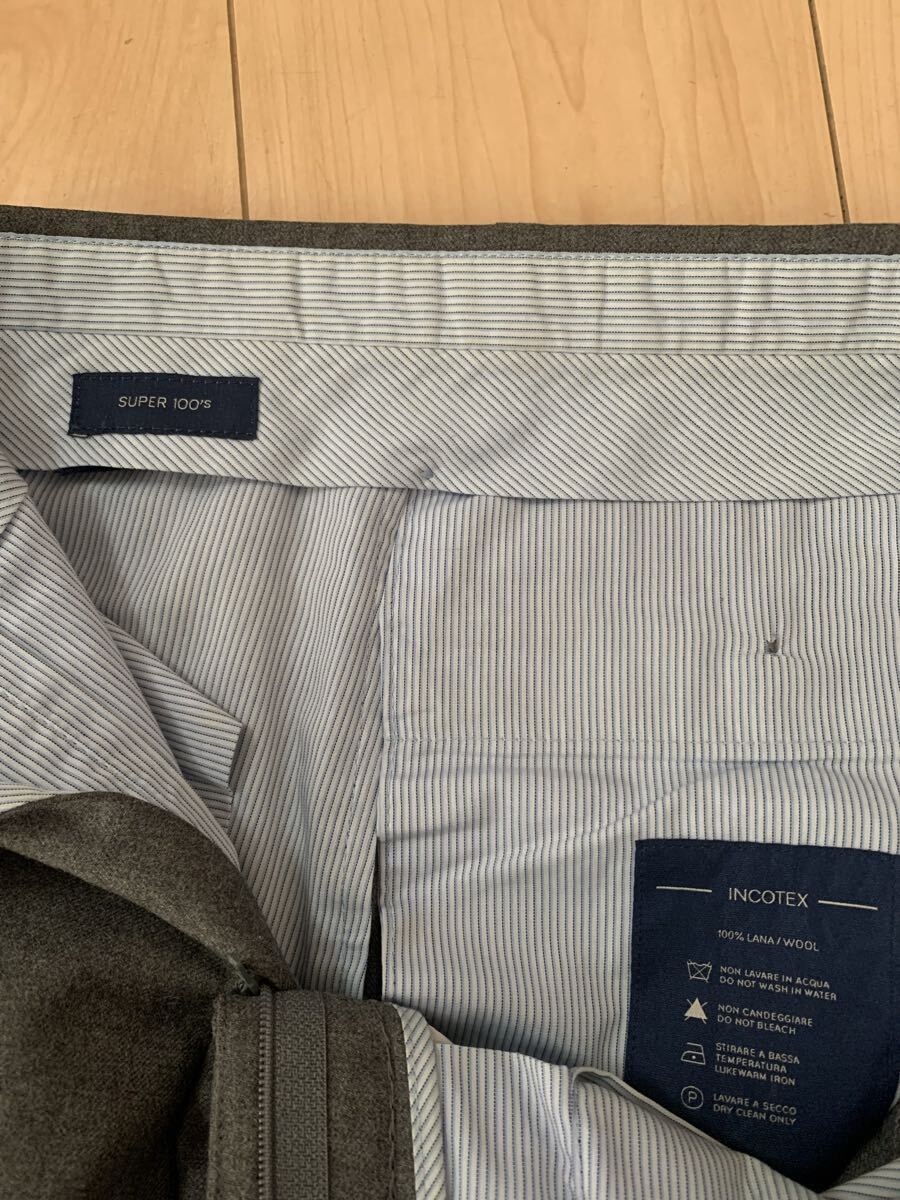インコテックス　ウールスラックス グレー サイズ46 スーパー100‘s_画像4