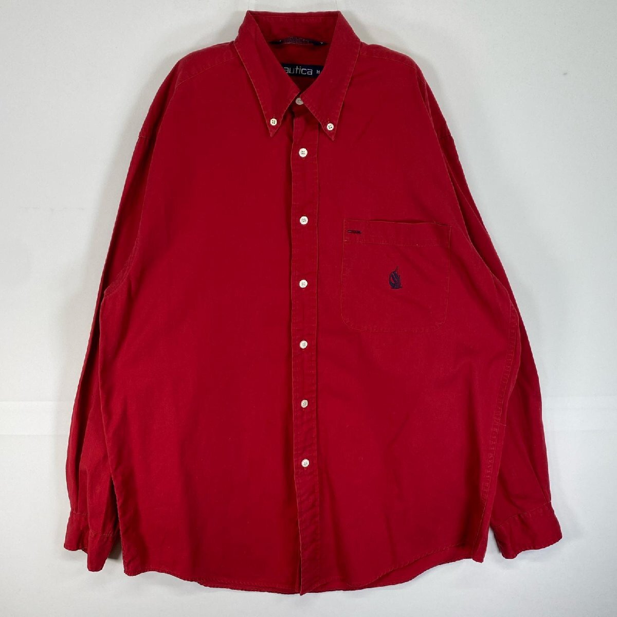 б/у одежда 90's/90 годы Nautica NAUTICA рубашка с длинным рукавом старый Logo вышивка кнопка down . карман M красный одноцветный мужской б/у одежда 90's/90 годы Nautica NAUTICA рубашка с длинным рукавом старый Logo вышивка кнопка down . карман M красный одноцветный мужской