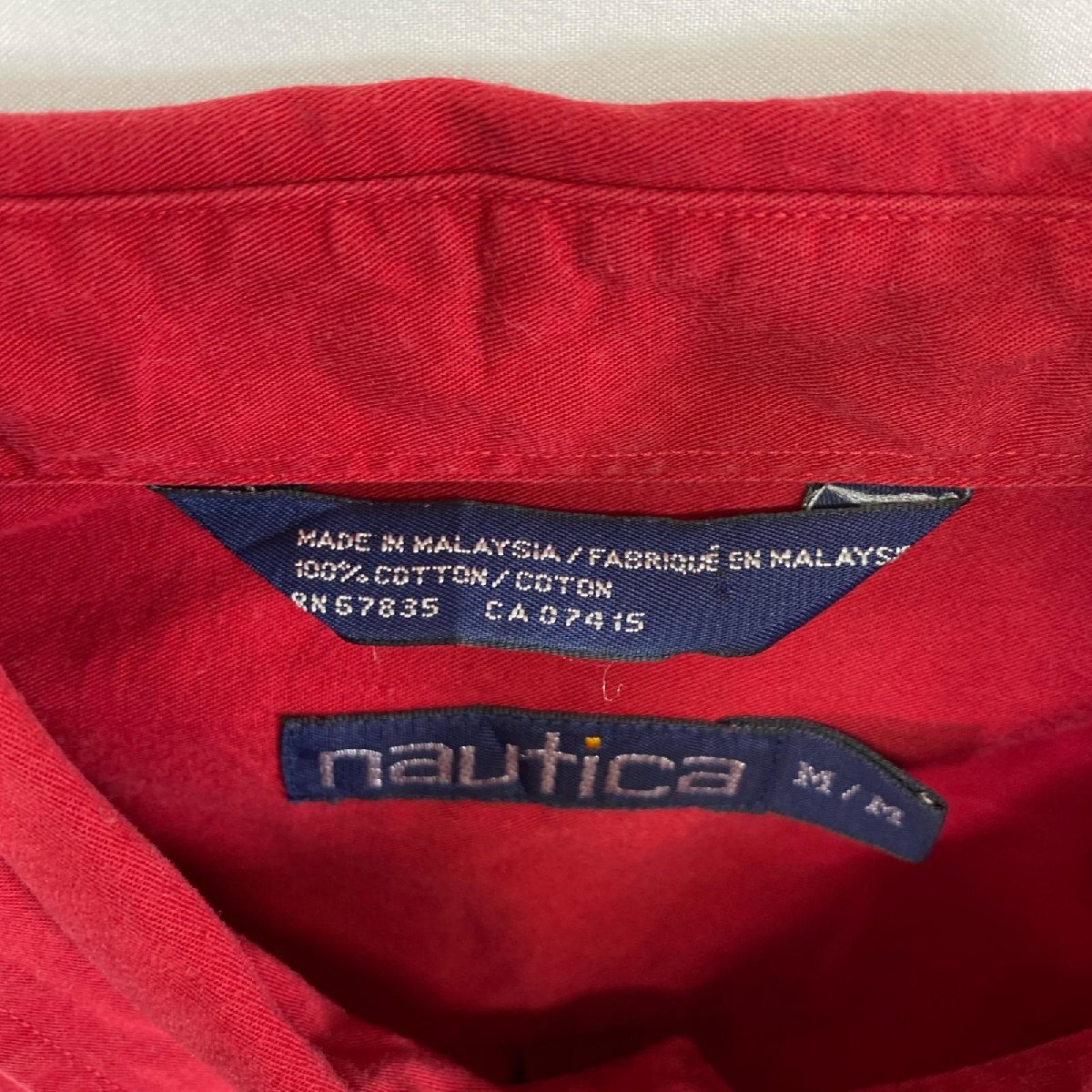б/у одежда 90's/90 годы Nautica NAUTICA рубашка с длинным рукавом старый Logo вышивка кнопка down . карман M красный одноцветный мужской