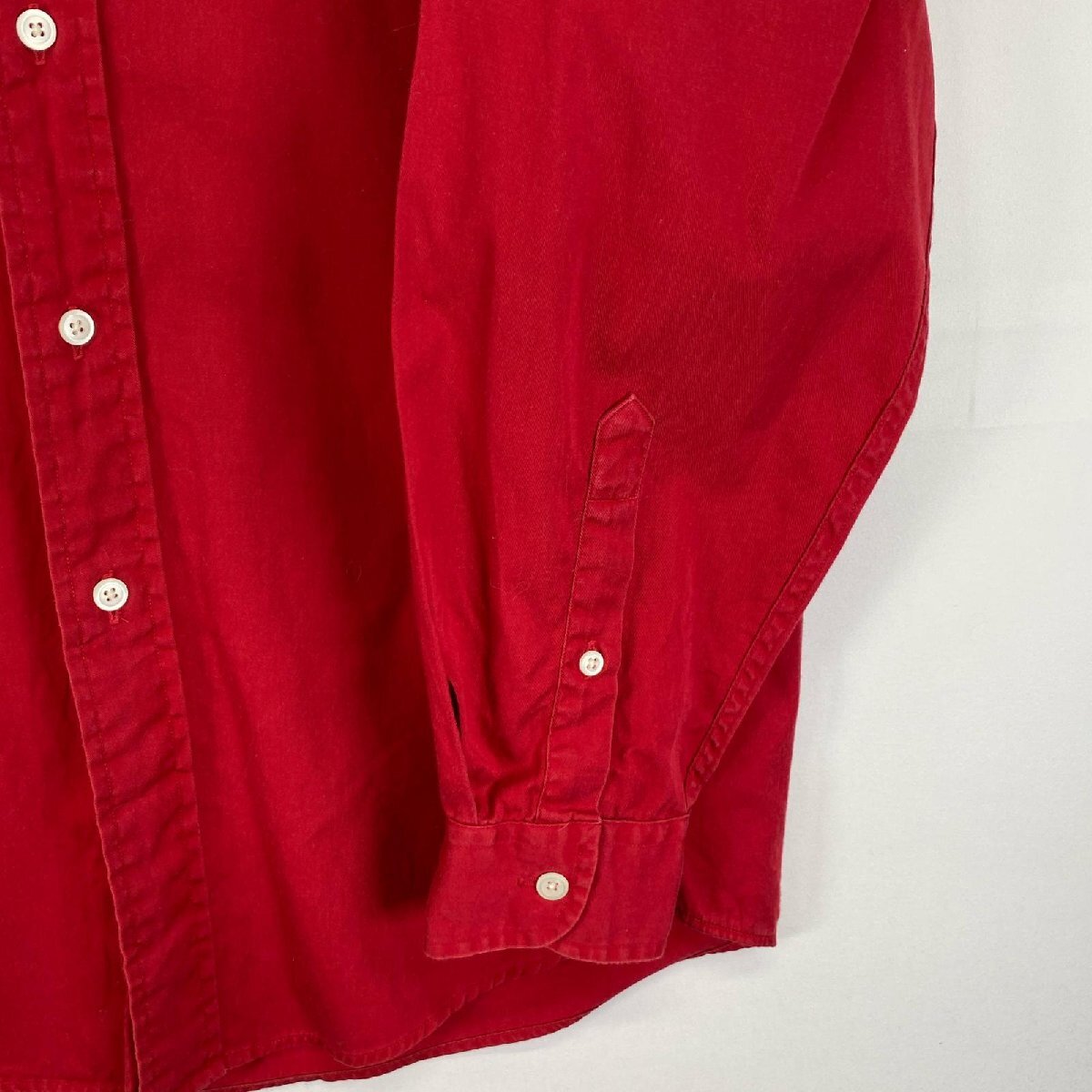 б/у одежда 90's/90 годы Nautica NAUTICA рубашка с длинным рукавом старый Logo вышивка кнопка down . карман M красный одноцветный мужской