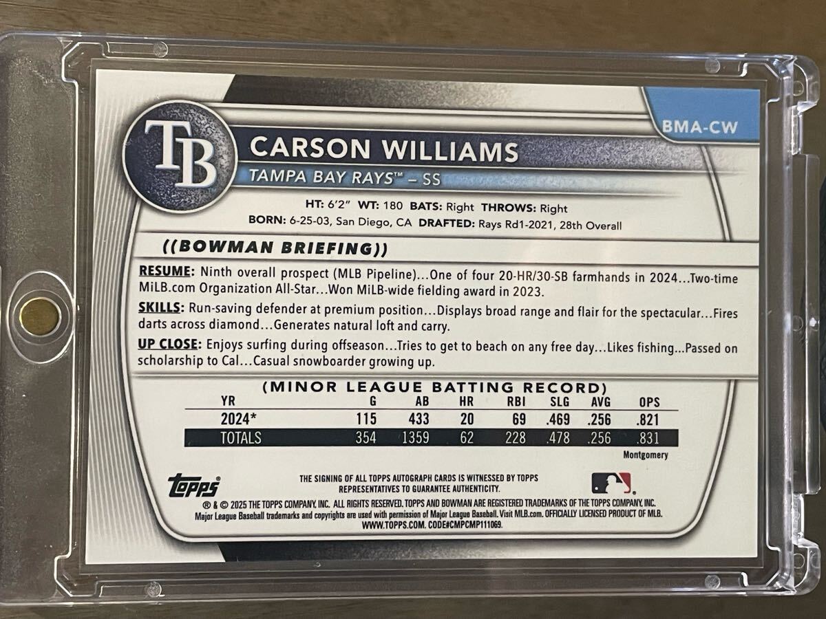 /10 Carson Williams 直筆サインカード 2025 Topps Bowman Chrome Mega Mojo_画像3