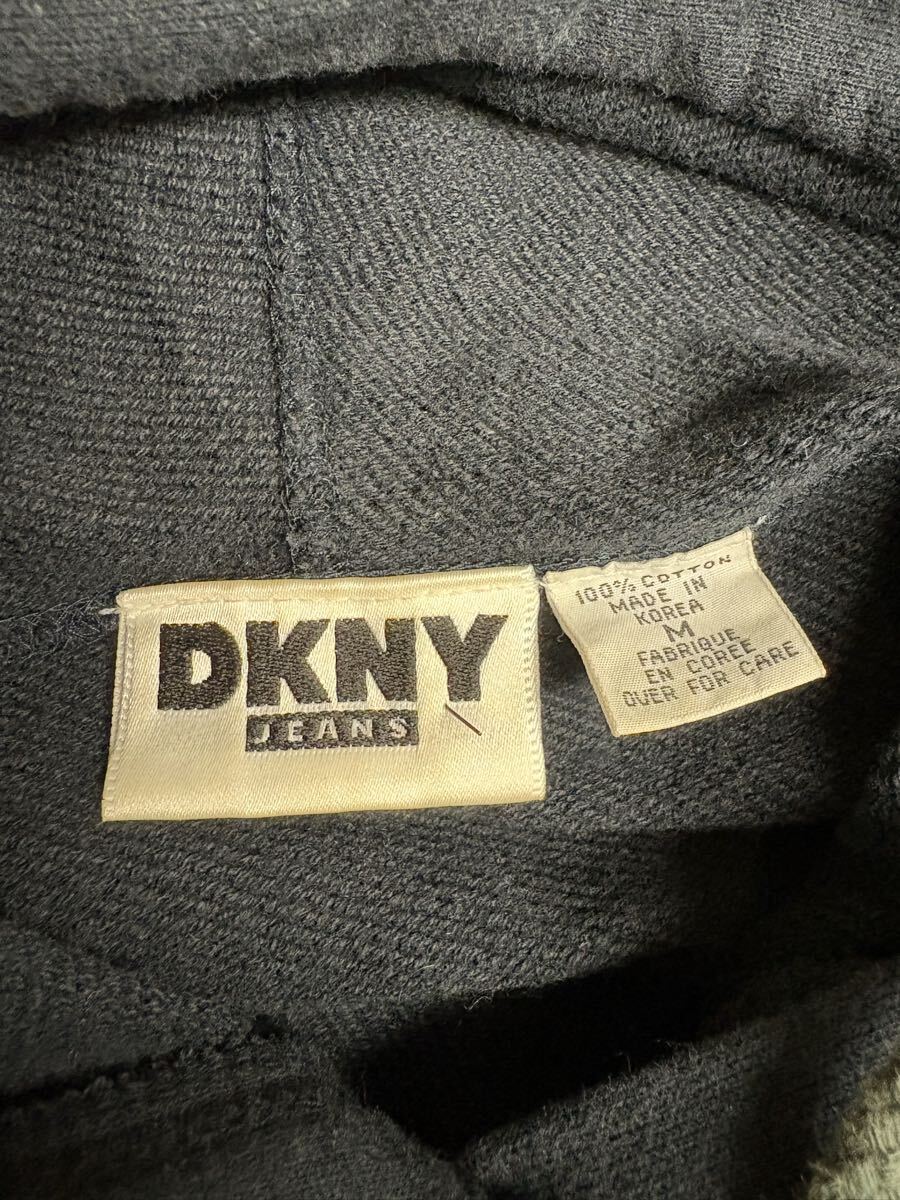 90s ビンテージ DKNY スウェット パーカー M 黒 ブラック ダナキャラン ヴィンテージ xpv _画像9