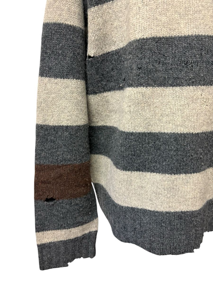 希少 00s ビンテージ HAZE ヘイズ グランジ ボーダー ニット セーター L グレー モカ ヴィンテージ ストリート xpv_画像5