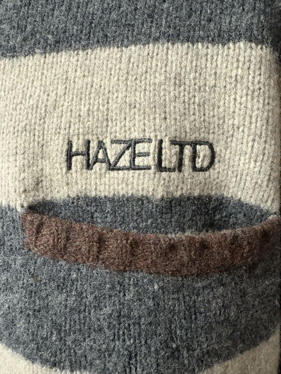 希少 00s ビンテージ HAZE ヘイズ グランジ ボーダー ニット セーター L グレー モカ ヴィンテージ ストリート xpv_画像7