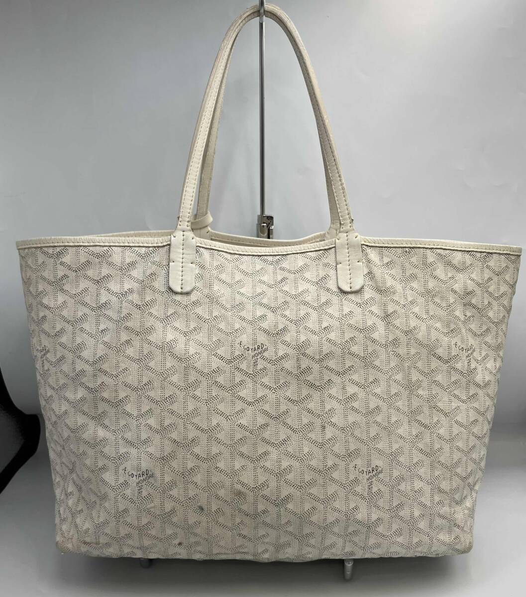 GOYARD ゴヤール サンルイPM トートバッグ ショルダーバッグ セミショルダー コーティングキャンバス レザー ホワイト ポーチ付き ゴヤール_画像3