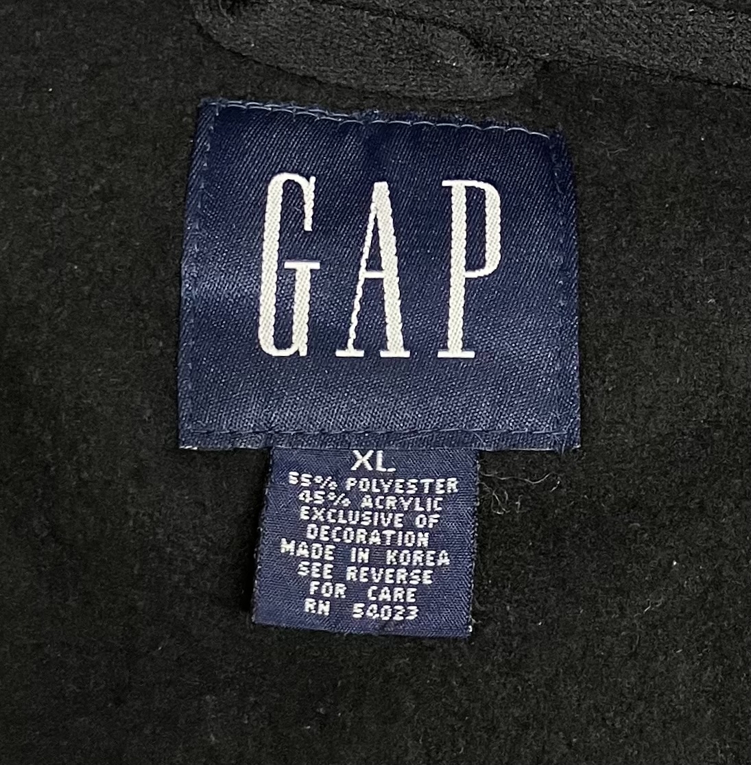 GAP ギャップ 90s~ ボア フリースベスト ブラック ベスト YS9906148 ロゴジップ サイズXL 韓国製 ポリエステル55% アクリル45%_画像3