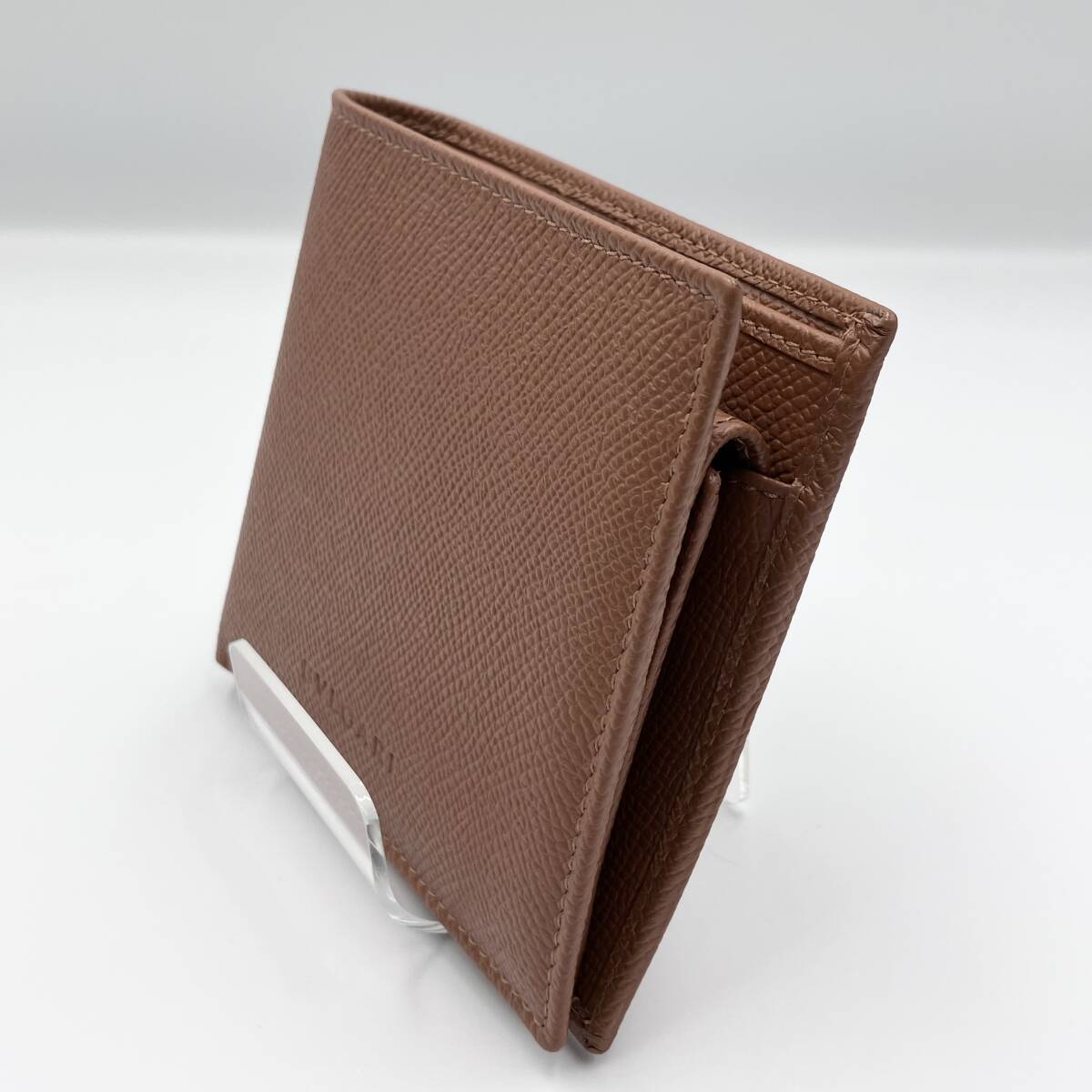 【美品】 BVLGARI ブルガリ AB EBEA 二つ折り財布 クラシコ ブラウン グレイン レザー コンパクト ウォレット_画像4