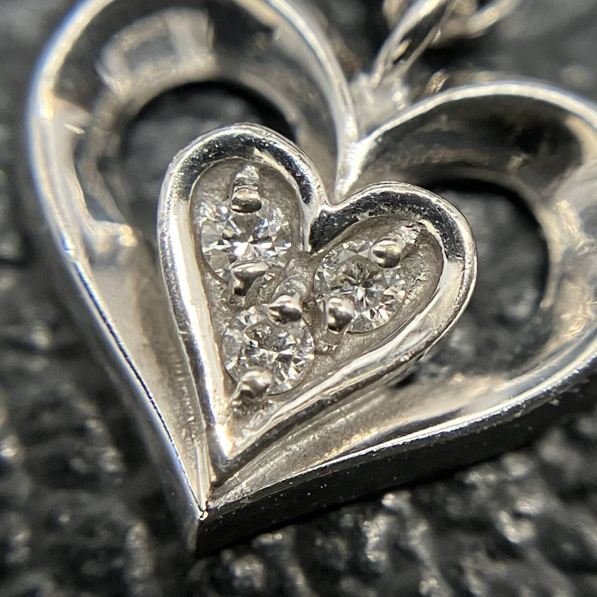 STAR JEWELRY スタージュエリー ハート モチーフ ダイヤ 0.02ct デザイン ブレスレット K18WG 18cm 1.9g 金 ホワイト ゴールド ブレス_画像3