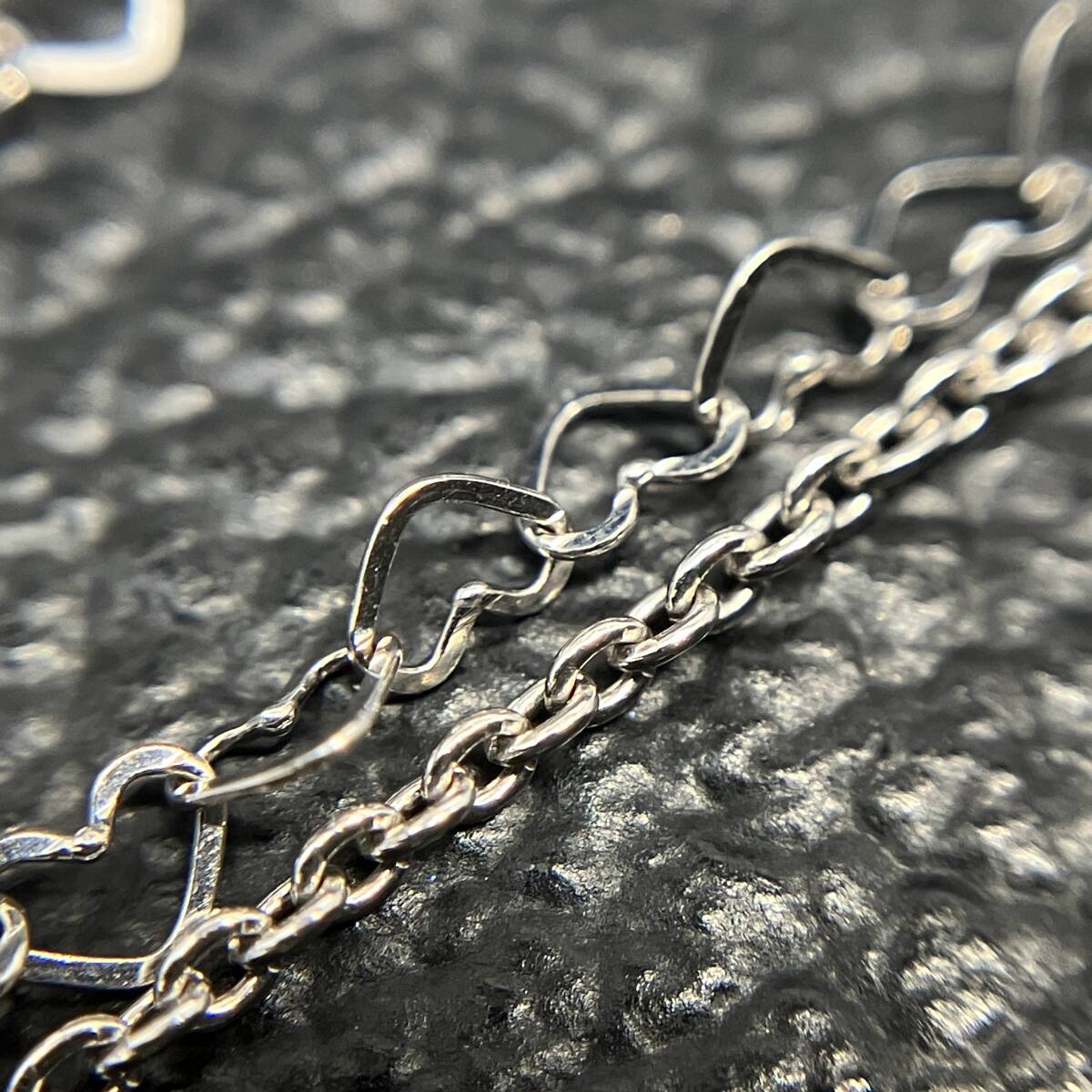 STAR JEWELRY スタージュエリー ハート モチーフ ダイヤ 0.02ct デザイン ブレスレット K18WG 18cm 1.9g 金 ホワイト ゴールド ブレス_画像4