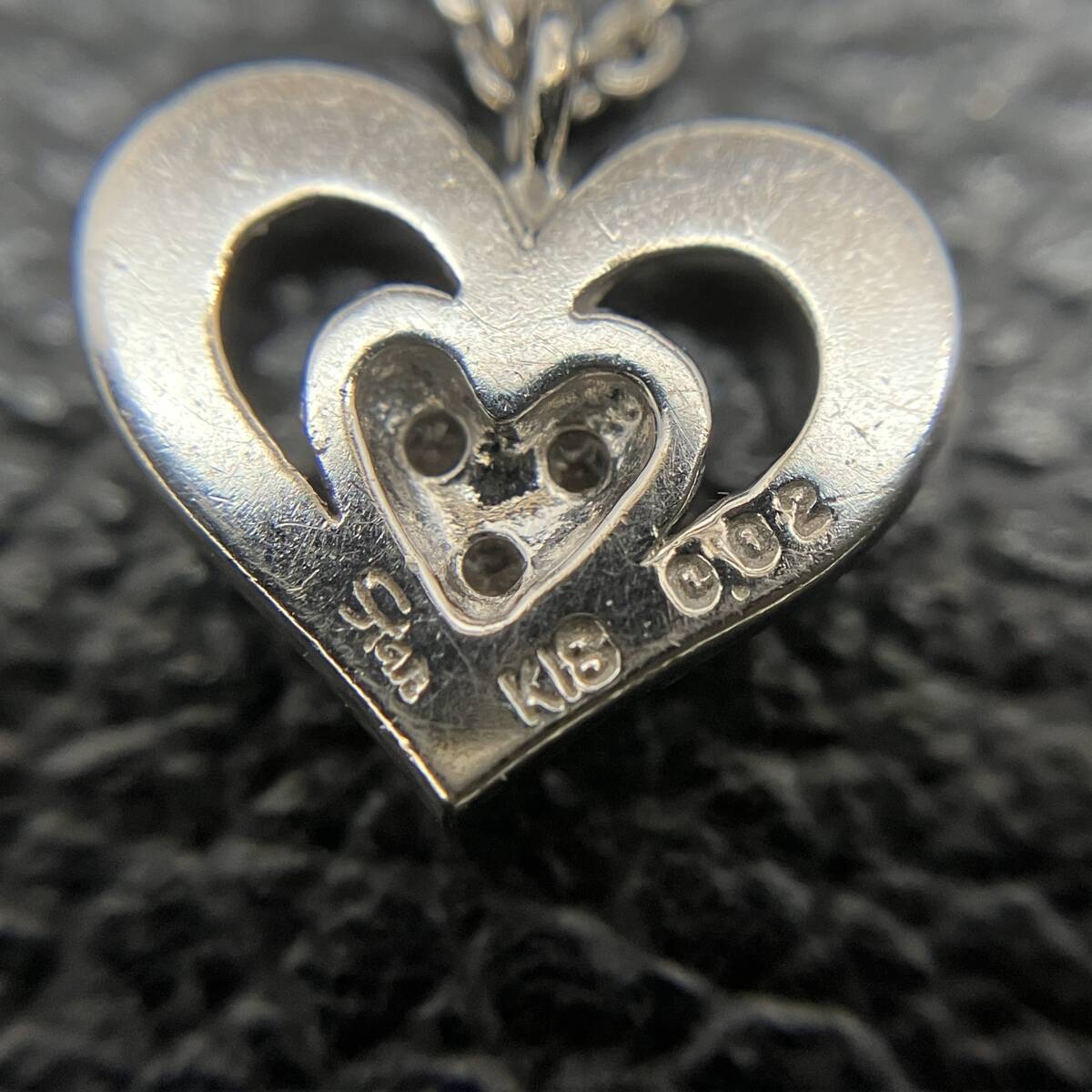 STAR JEWELRY スタージュエリー ハート モチーフ ダイヤ 0.02ct デザイン ブレスレット K18WG 18cm 1.9g 金 ホワイト ゴールド ブレス_画像5