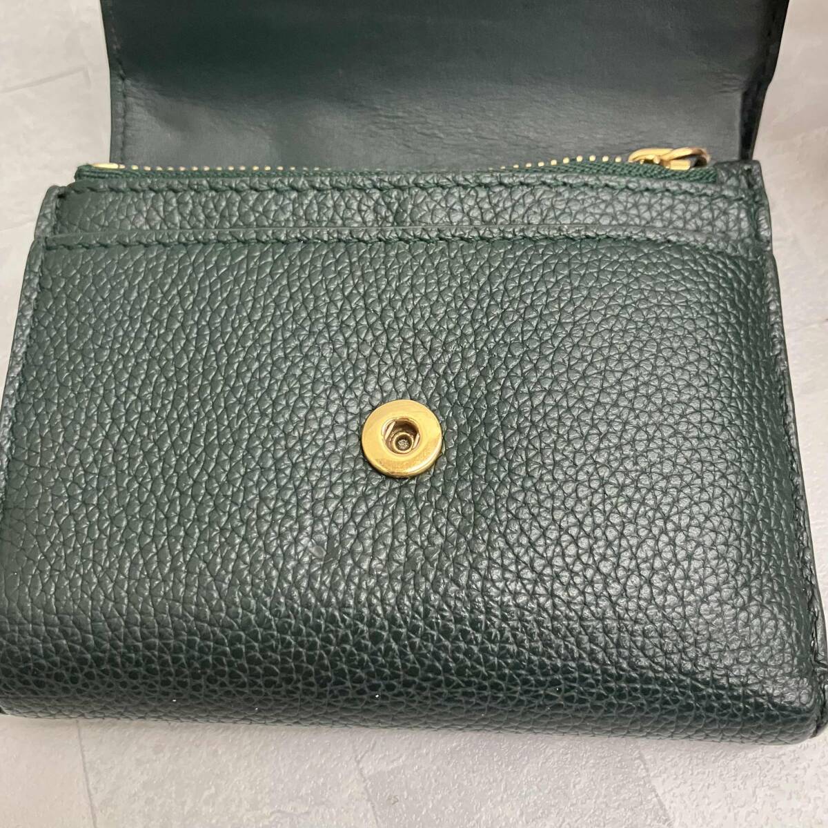 BURBERRY LONDON ENGLAND バーバリーロンドンイングランド TB COMPACT WALLET グリーン レザー 箱付き_画像8