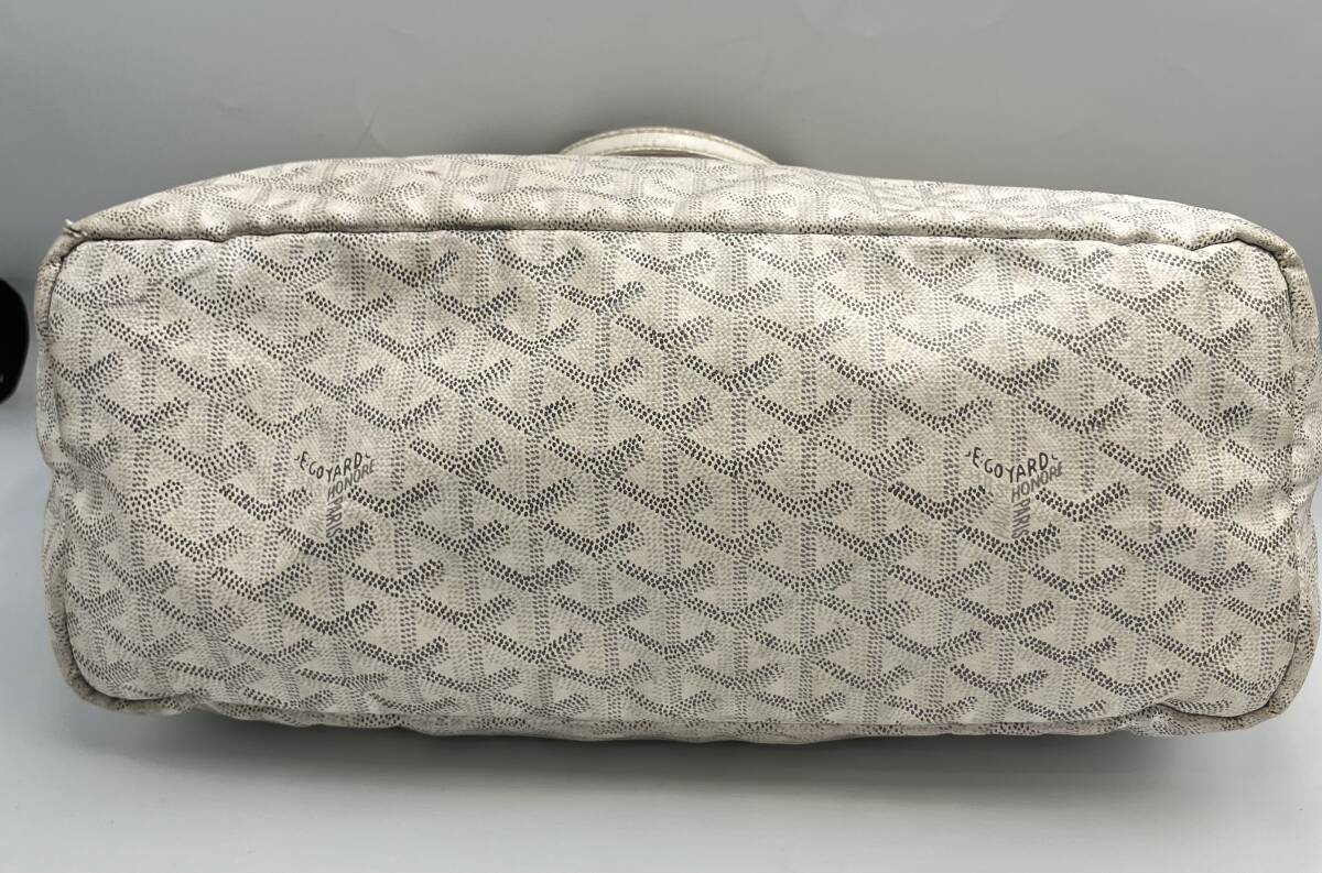 GOYARD ゴヤール サンルイPM トートバッグ ショルダーバッグ セミショルダー コーティングキャンバス レザー ホワイト ポーチ付き ゴヤール_画像5